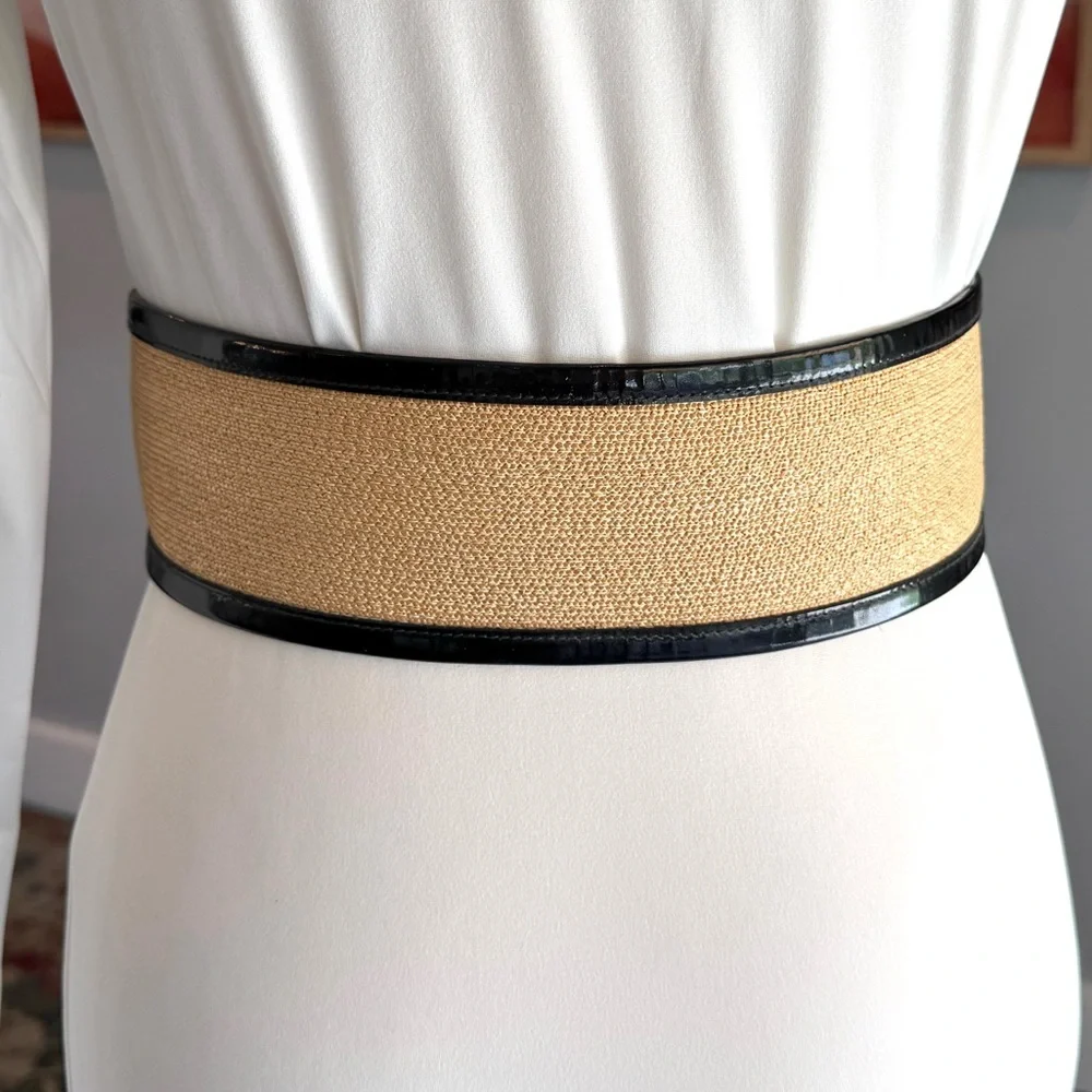 Vintage Anne Klein Black and Tan Wide Belt
